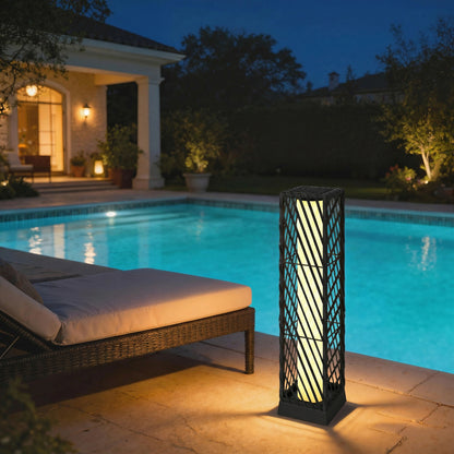 Outsunny Linterna De Jardín De Ratán Solar Luces Encendido Y Apagado Automático_3