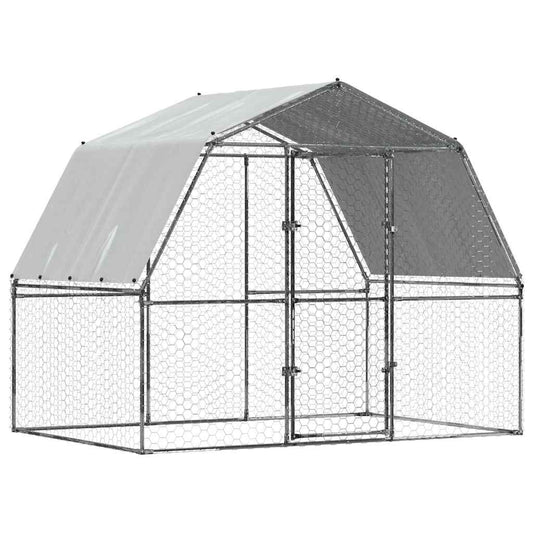 Vidaxl Gallinero Con Techo Y Puerta Acero Galvanizado Plateado_0
