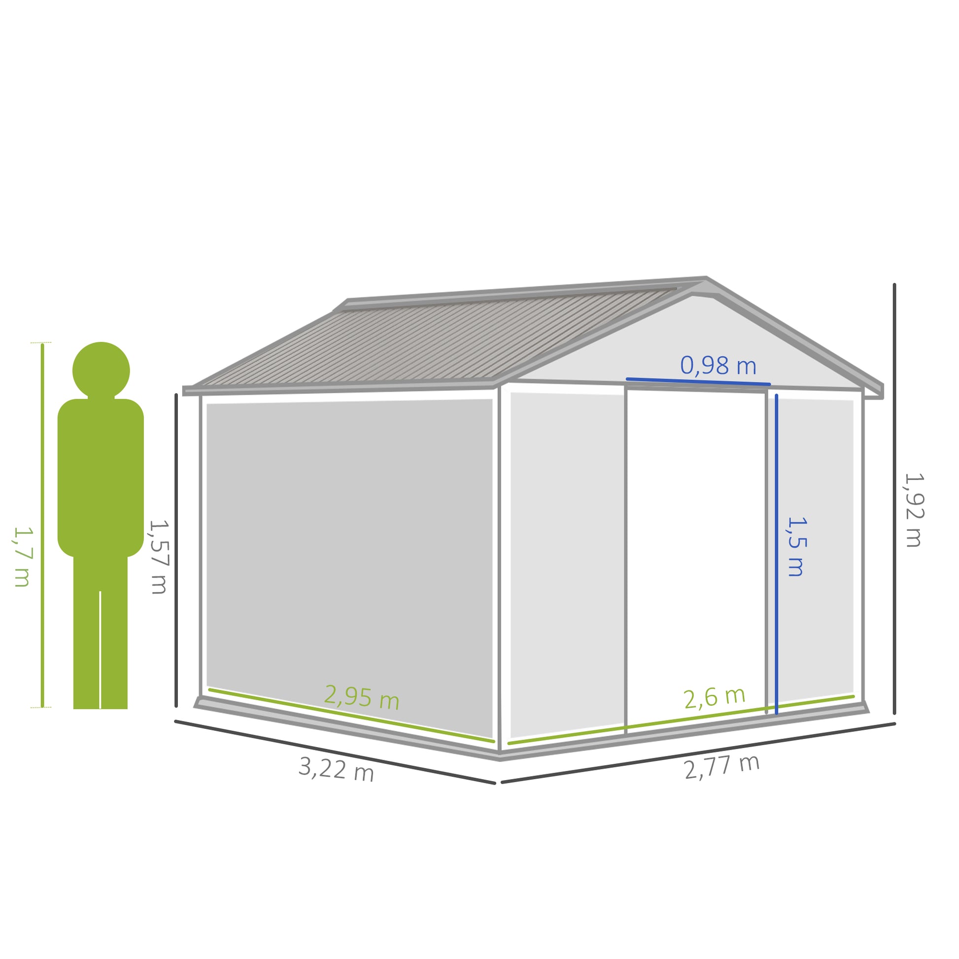 Outsunny Caseta De Jardín Exterior 4,9 M² 277x195x192 Cm Con Puerta Corredera_2