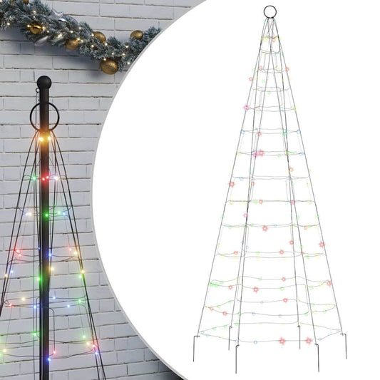 Vidaxl Árbol De Navidad En Asta De Bandera 200 Led De Colores 180 Cm_0