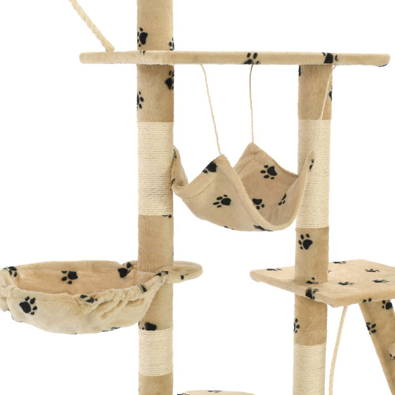 Vidaxl Rascador Para Gatos Con Poste De Sisal 230-250 Cm Huellas Beige_5