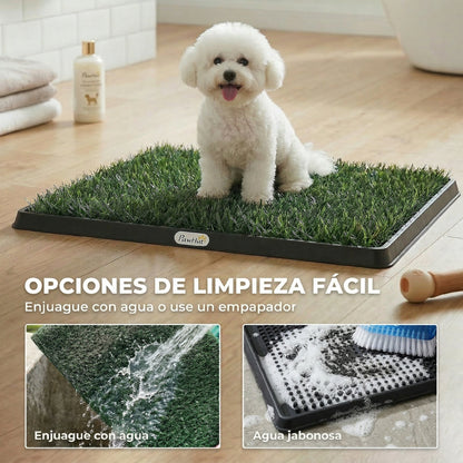Pawhut Inodoro Para Perros Con Césped Artificial Bandeja Y Drenaje 63x50,5 Cm_5