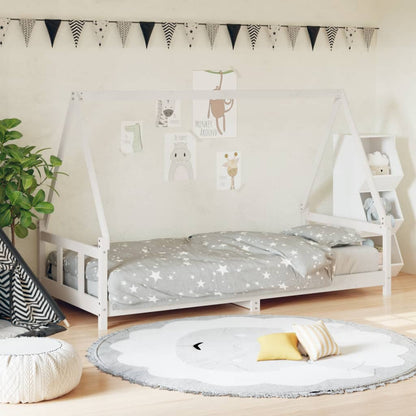 Estructura De Cama Para Niños Madera De Pino Blanco 90x200 Cm / Vetonek_0