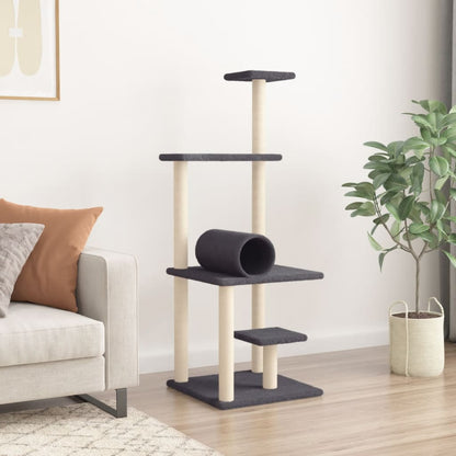 Rascador Para Gatos Con Postes De Sisal Gris Oscuro 136 Cm_2
