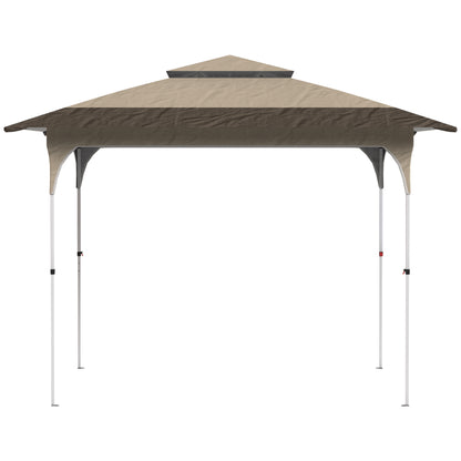 Outsunny Carpa Plegable 3,5x3,5 M Con Doble Techo Altura Ajustable Upf50+ Caqui_3