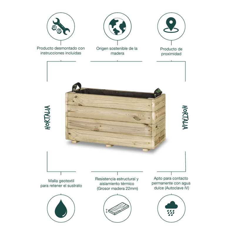 Jardinera De Madera Para Exterior 70x30x40 Cm Ghio Kd Hortalia_5