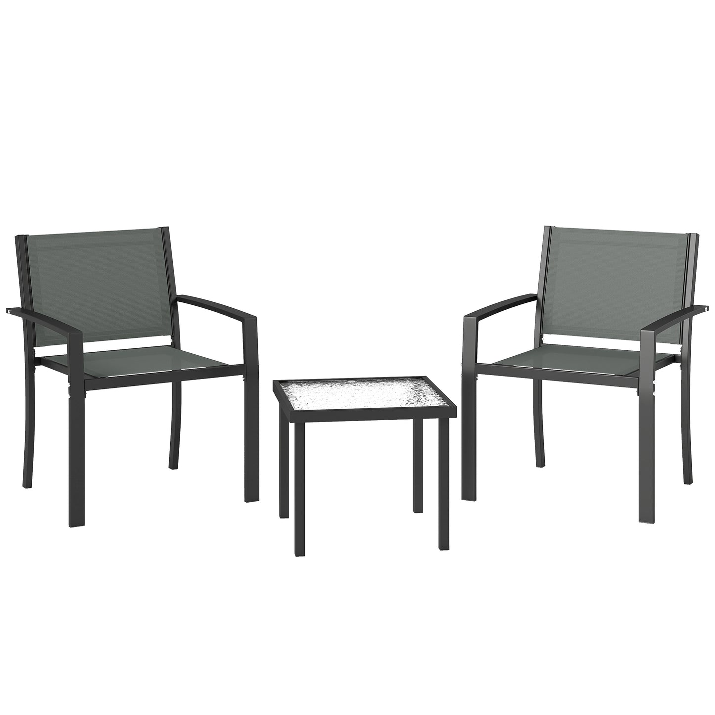 Outsunny Conjunto De Mesa Y 2 Sillas De Terraza Exterior 3 Piezas Gris Claro_0