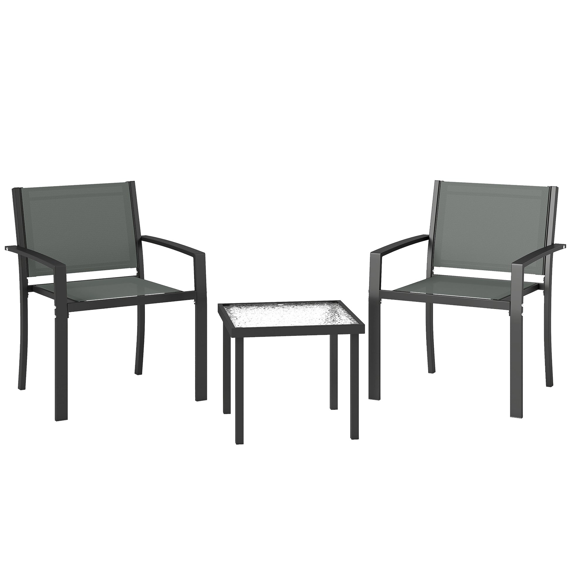 Outsunny Conjunto De Mesa Y 2 Sillas De Terraza Exterior 3 Piezas Gris Claro_0