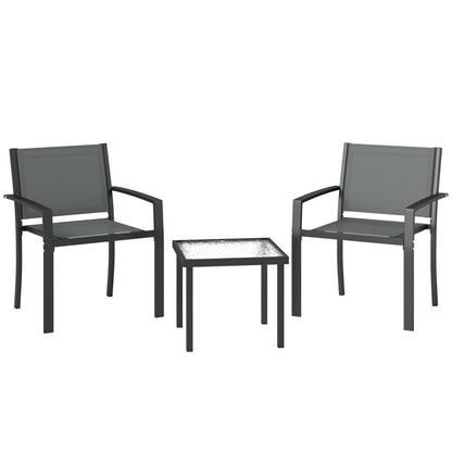 Outsunny Conjunto De Mesa Y 2 Sillas De Terraza Exterior 3 Piezas Gris Claro_0