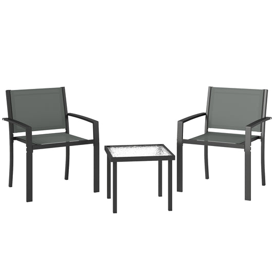 Conjunto De Bistró Outsunny Acero, Textilene Gris Claro 58x58x75 Cm_0