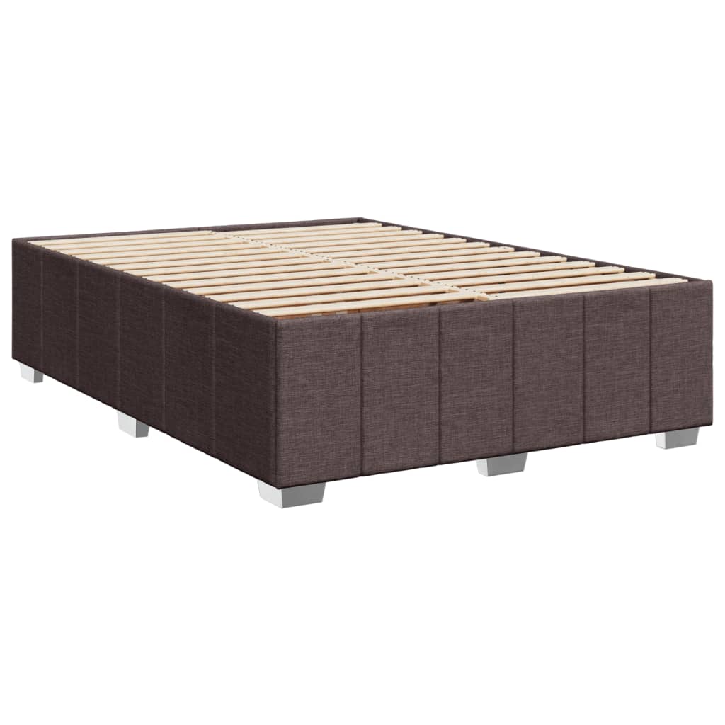 Cama Box Spring Con Colchón Tela Marrón Oscuro 140x200 Cm / Vetonek_2