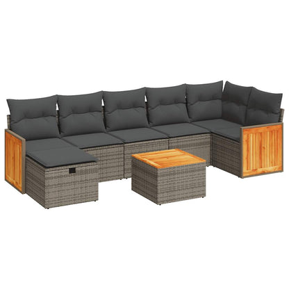 Set De Sofás De Jardín Y Cojines 8 Piezas Ratán Sintético Gris / Vetonek_3