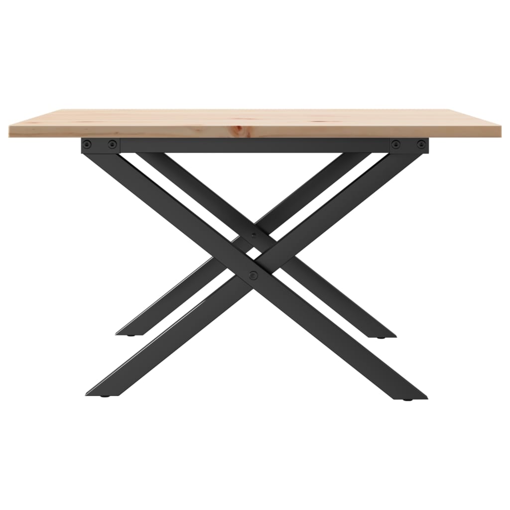 Mesa De Centro Marco X Madera Maciza Pino Y Acero 70x70x40 Cm_3