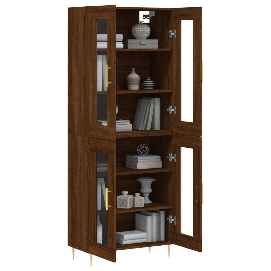 Aparador Alto Madera Contrachapada Marrón Roble 69,5x34x180 Cm_2