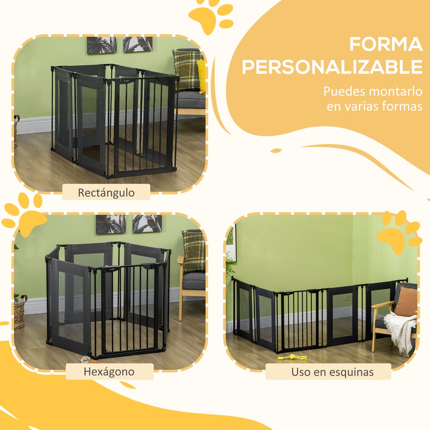 Pawhut Parque Para Perros Plegable 6 Paneles Barrera De Seguridad 117x103x74 Cm_5
