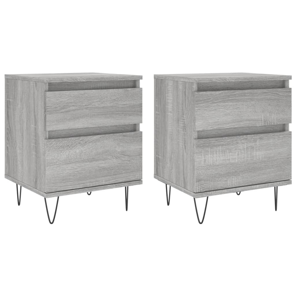 Mesita De Noche 2 Uds Madera Ingeniería Gris Sonoma 40x35x50 Cm_0