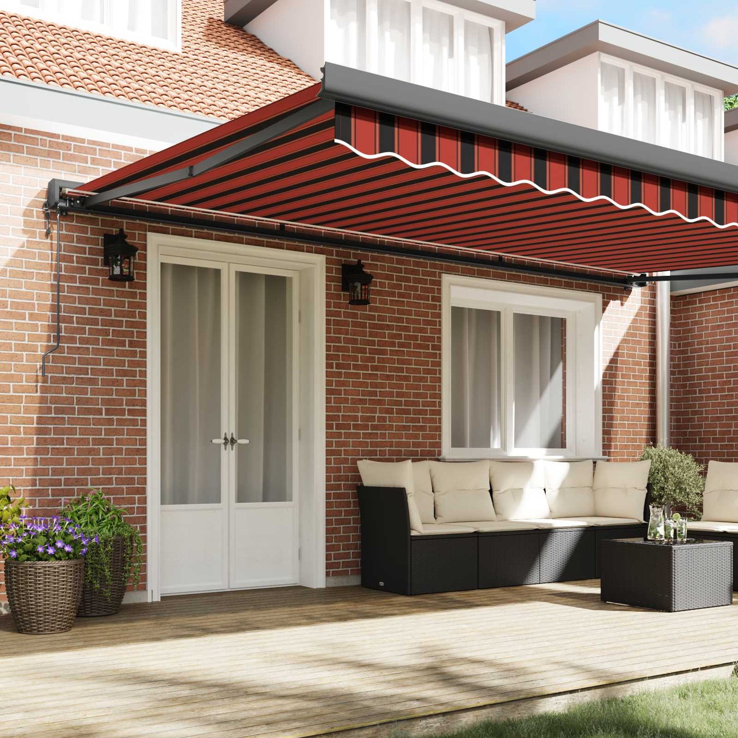 Toldo Retráctil Naranja Y Marrón 500 X 300 X 165 Cm_2