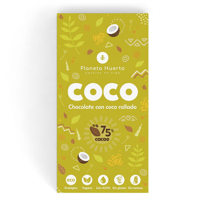 Tableta chocolate 75% con coco rallado ECO Planeta Huerto 70 gr