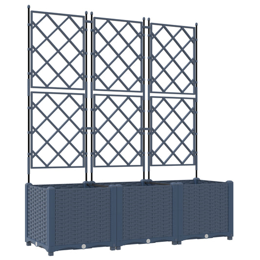 Vidaxl Maceta De Jardín Con Enrejado 3 Pcs Gris 120 X 40 X 143 Cm Pp_0