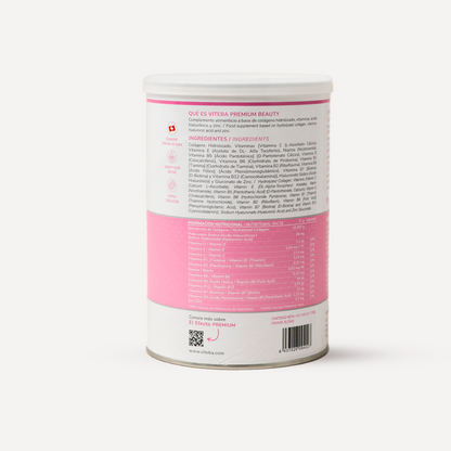 Viteba Colágeno Hidrolizado Beauty en polvo 330 g + Ácido Hialurónico + Vitamina C + Zinc - SIN sabor NI olor