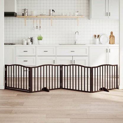 Vidaxl Puerta Para Perros Plegable 4 Paneles Álamo Marrón Roble 320 Cm_1