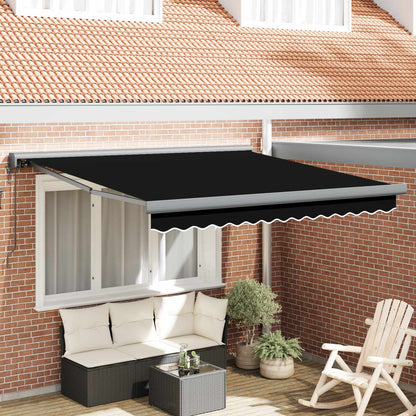 Toldo Retráctil Negro 350 X 250 X 165 Cm Tela Y Metal_1