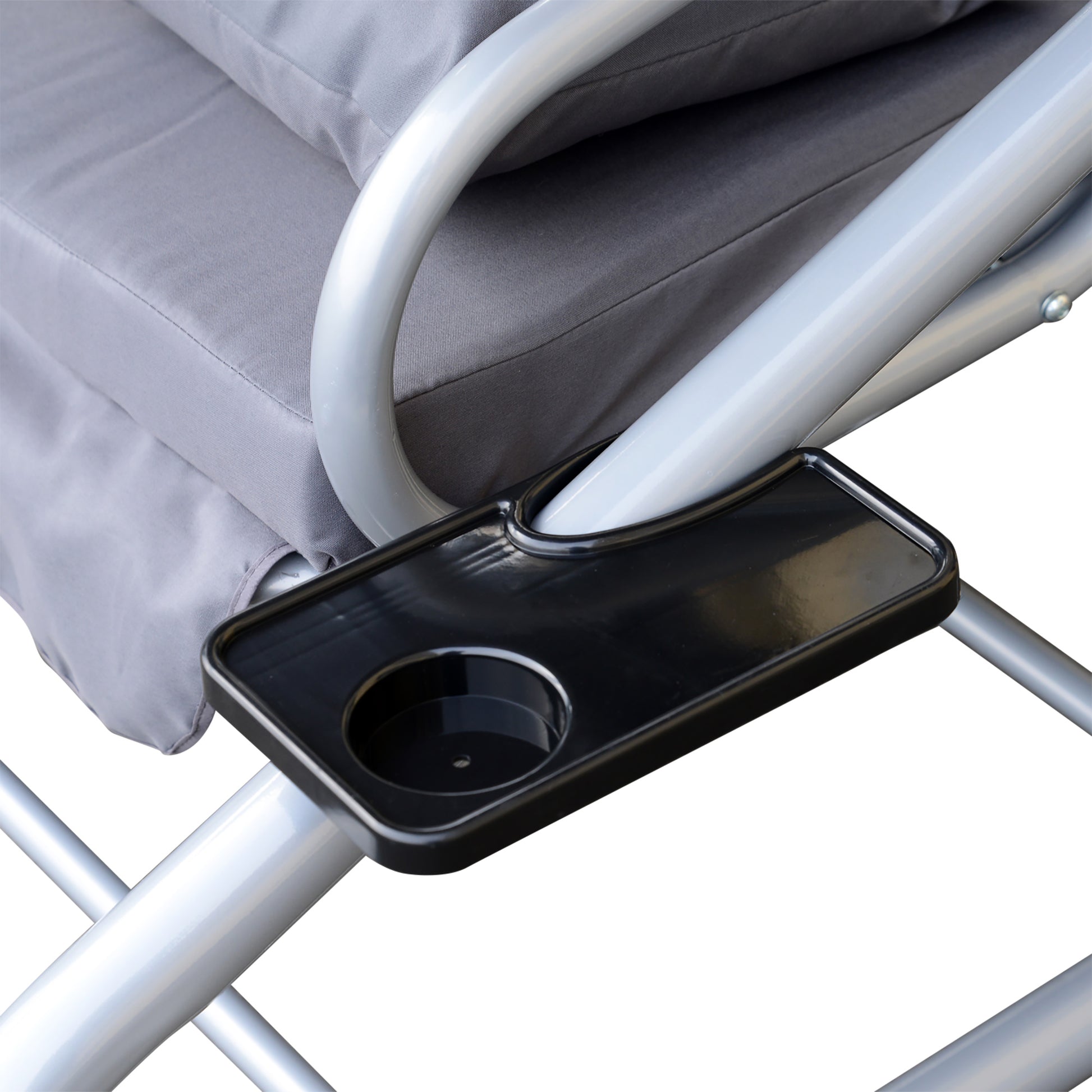 Outsunny Columpio Balancín Jardín Convertible En Cama Techo Ajustable Gris_3