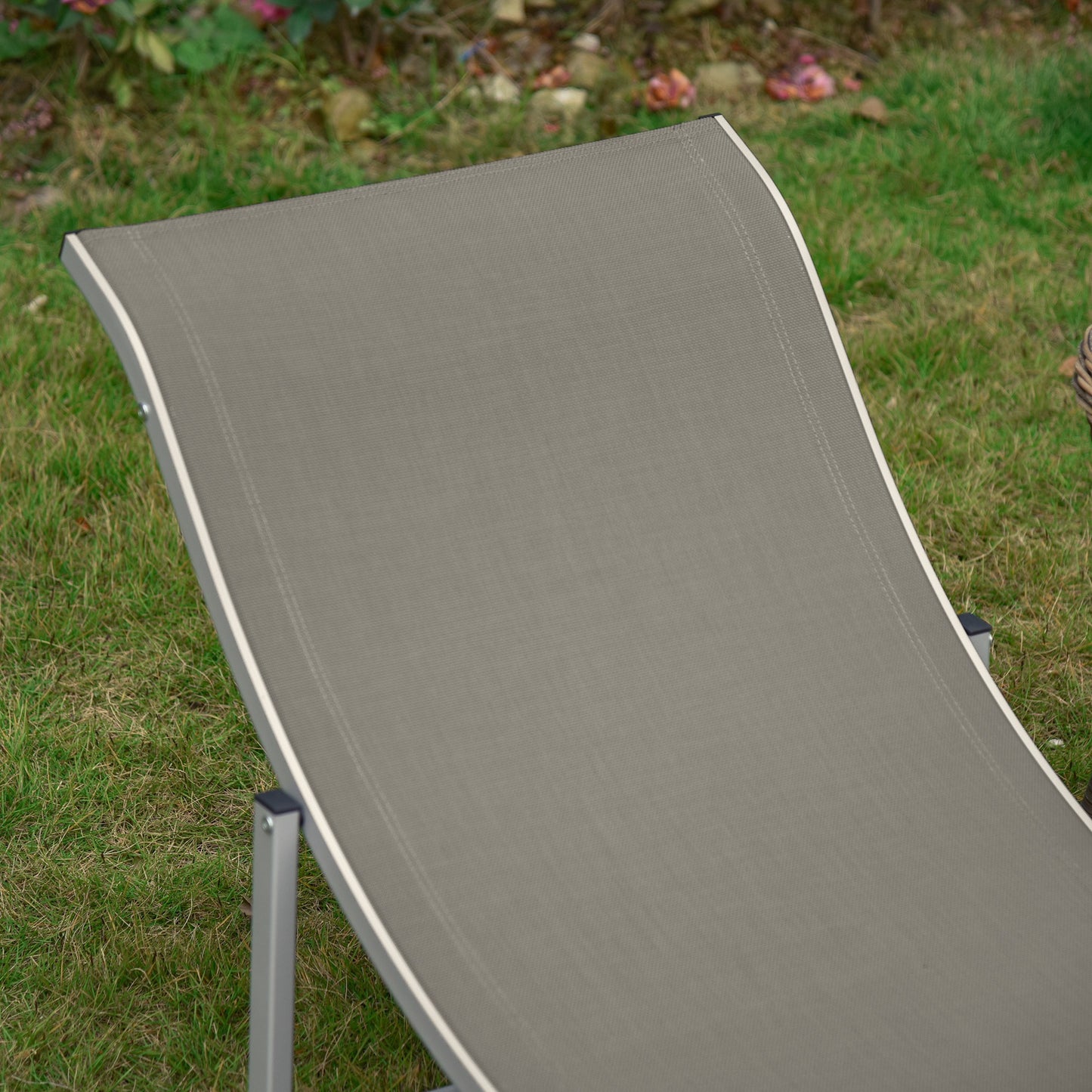 Outsunny 2 Tumbonas Plegables Forma De S Aluminio Texteline Para Terraza Gris_3