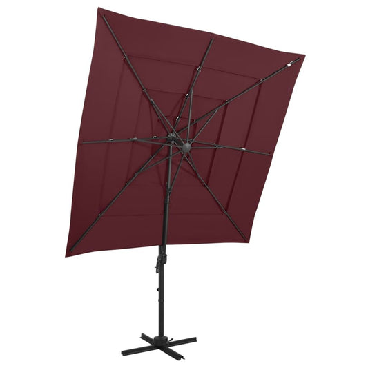 Vidaxl Sombrilla Jardín 4 Niveles Palo De Aluminio Burdeos 250x250 Cm_0