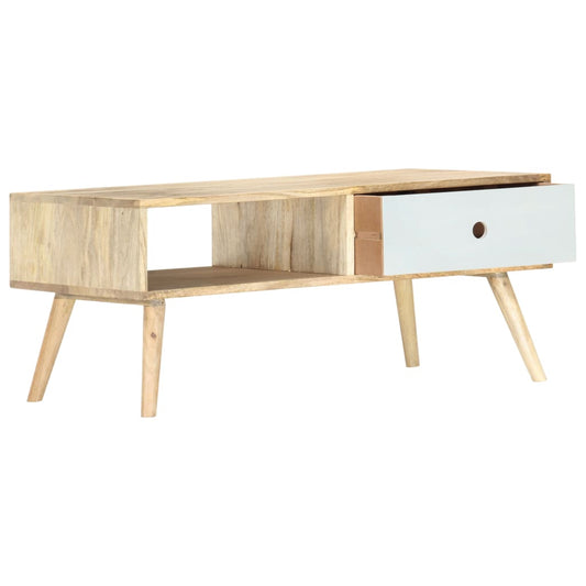 Mesa De Centro De Madera Maciza De Mango 90x50x40 Cm_0