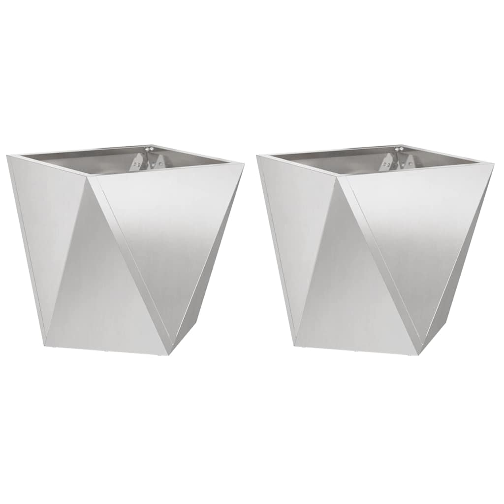 Jardinera 2 Pcs Plateado 50 X 50 X 50 Cm Acero Inoxidable_0