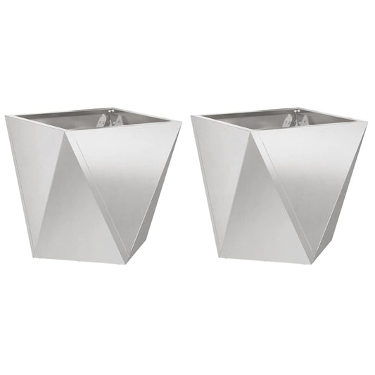 Jardinera 2 Uds. Plateado 40 X 40 X 40 Cm Acero Inoxidable_0
