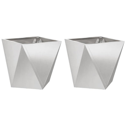 Jardinera 2 Uds. Plateado 50 X 50 X 50 Cm Acero Inoxidable_0