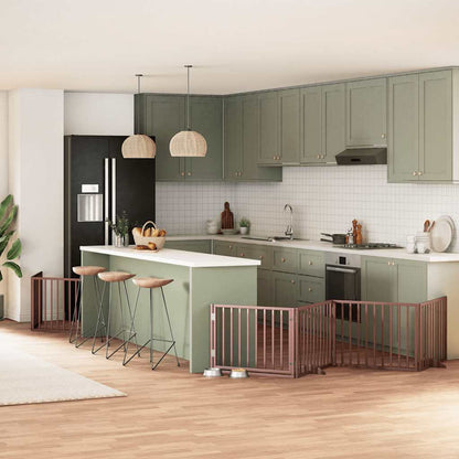Vidaxl Puerta De Perros Plegable 6 Paneles Madera Álamo Marrón 480 Cm_1