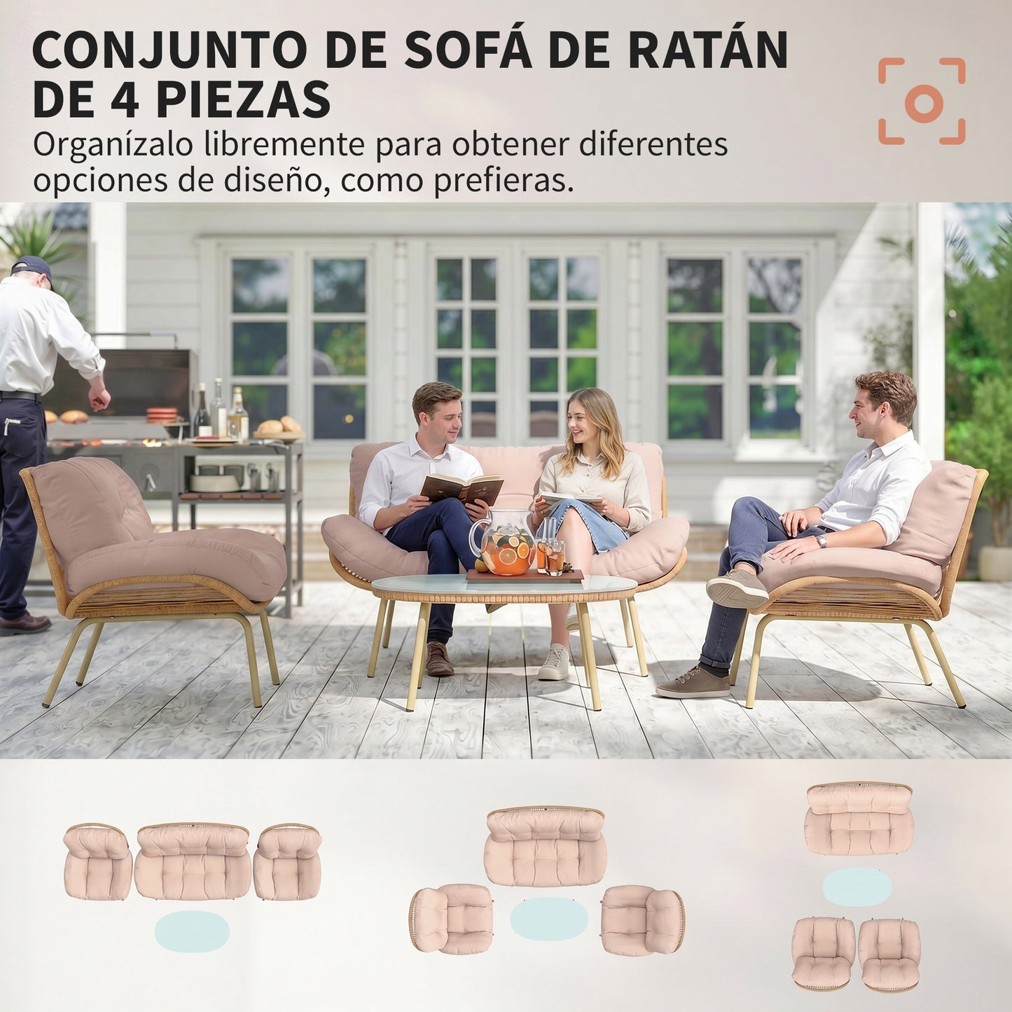 Outsunny Conjunto De Jardín Exterior De Ratán_3