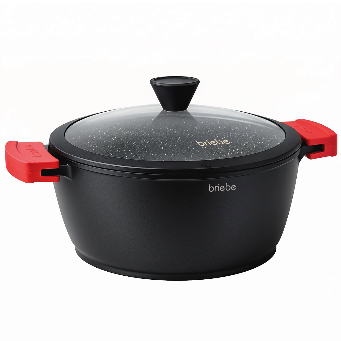 Briebe Cacerola Cocina Inducción Antiadherente Titanio, Cazuela 20cm, Aluminio Fundido Sin Pfoa, Tapa, Black Titanium_0