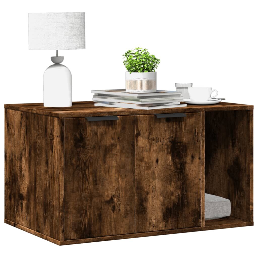 Vidaxl Mueble Arenero Para Gatos Madera Roble Ahumado 80x50x45 Cm_1