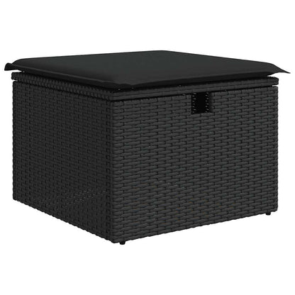 Set Sofás Jardín Y Cojines 9 Pzas Ratán Sintético Acacia Negro / Vetonek_1