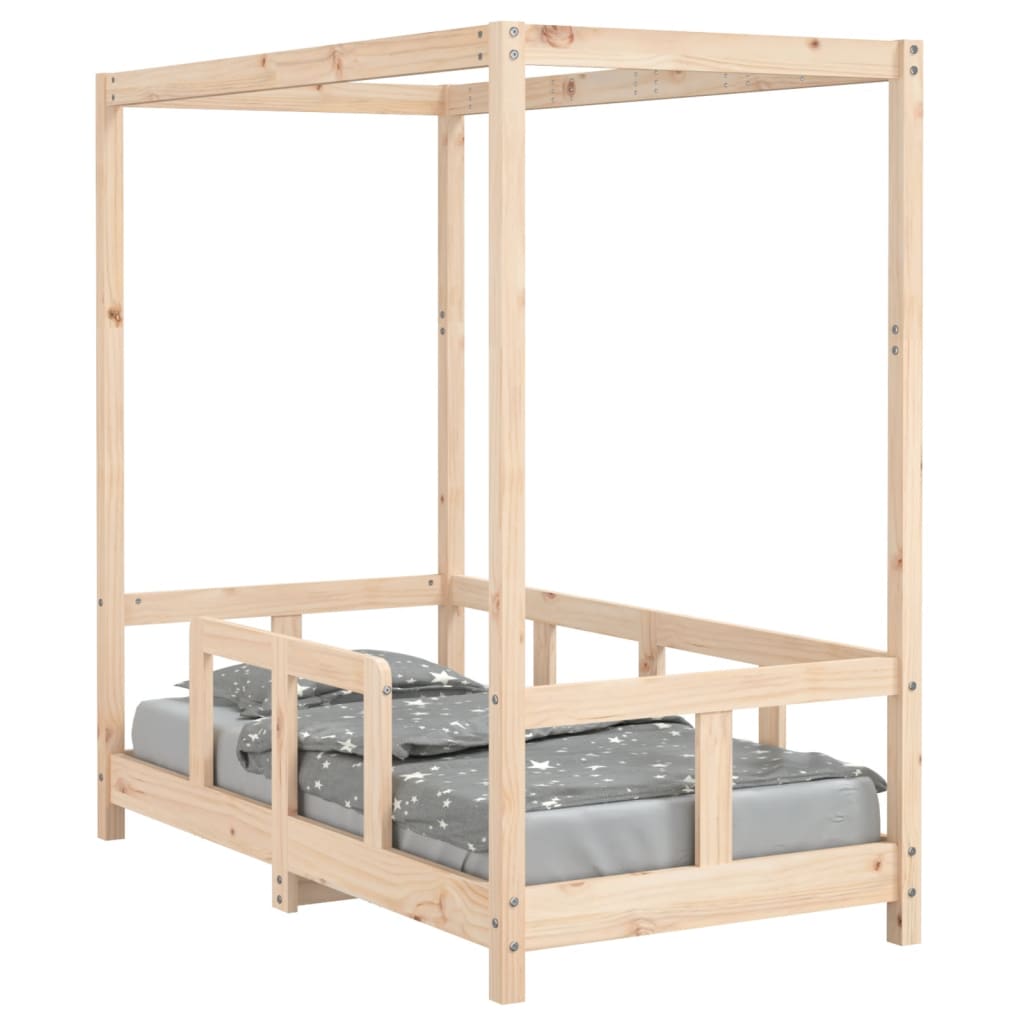 Estructura De Cama Para Niños Madera Maciza De Pino 70x140 Cm / Vetonek_4