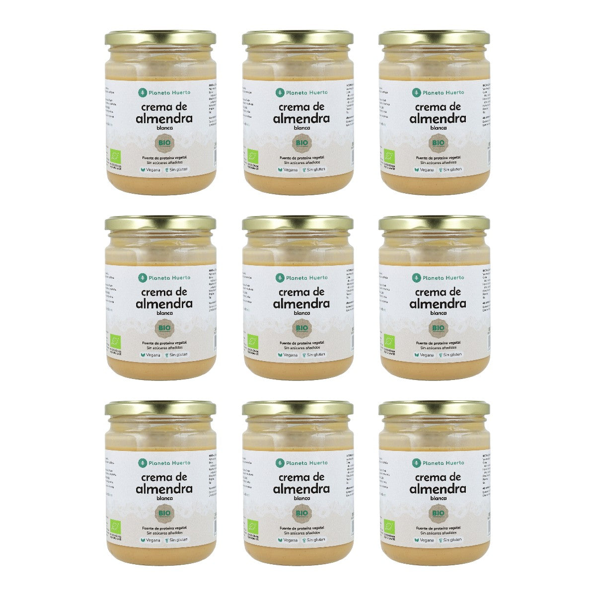 Pack 9x Crema de Almendras Blancas ECO Planeta Huerto 350g