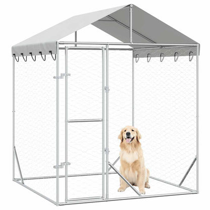 Perrera De Exterior Con Toldo Acero Galvanizado Plata 2x2x2,5 M_2