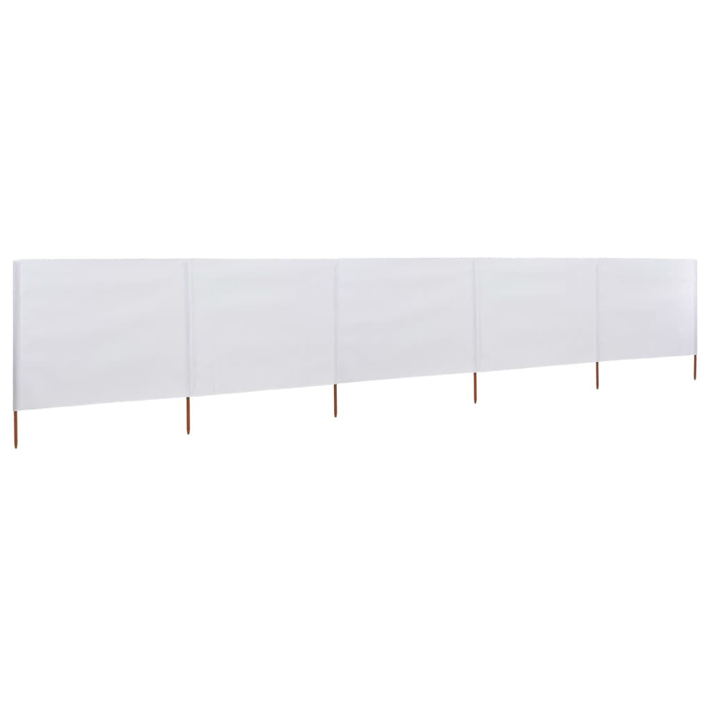Vidaxl Paravientos De 5 Paneles Tela Blanco Arena 600x120 Cm_1