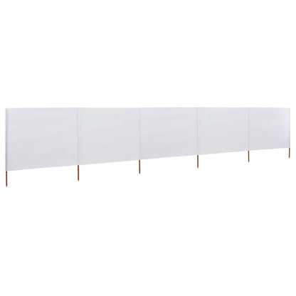 Vidaxl Paravientos De 5 Paneles Tela Blanco Arena 600x120 Cm_1