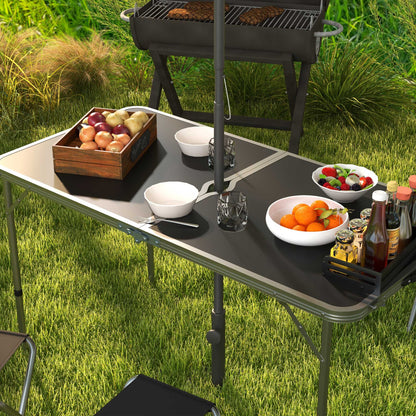Outsunny Mesa Para Camping Plegable Con Sillas De 5 Piezas Negro_3