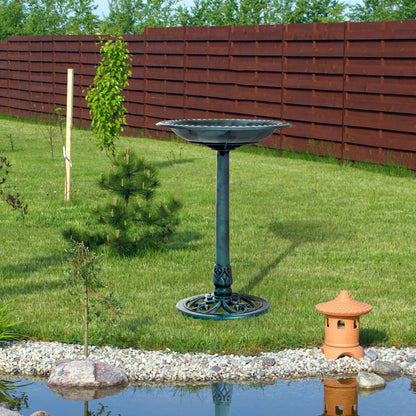 Outsunny Baño Para Pájaros De Jardín Exterior Con Diseño De Flor Ligero Verde_1
