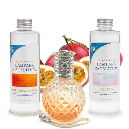 Pack Lámpara Catalítica Orange Diamonds + Fragancia Caribbean Passion 500ml + Limpiador Neutro 200ml + Mecha Repuesto_0