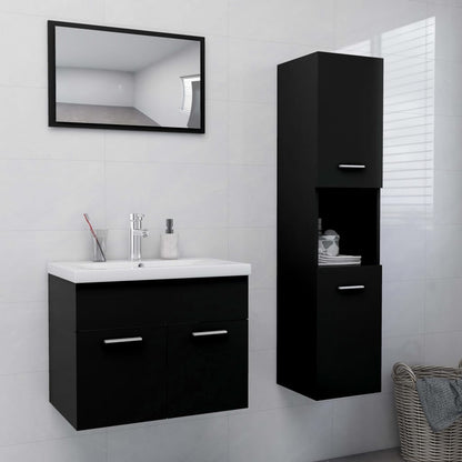 Juego De Muebles De Baño Madera De Ingeniería Negro / Vetonek_0
