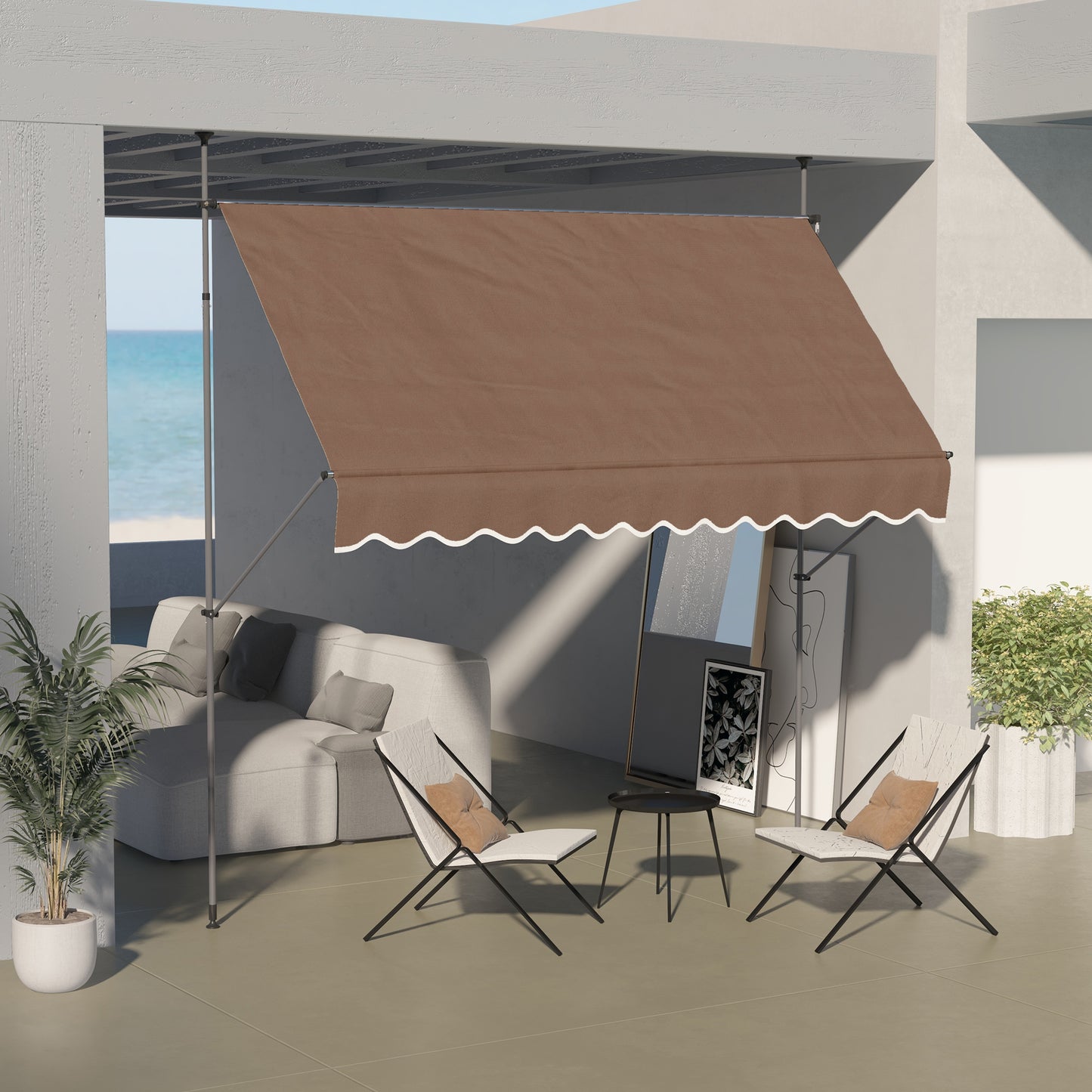 Outsunny Toldo Manual Retráctil 3x1,2 M Altura Ajustable Con Manivela 210-300 Cm_1