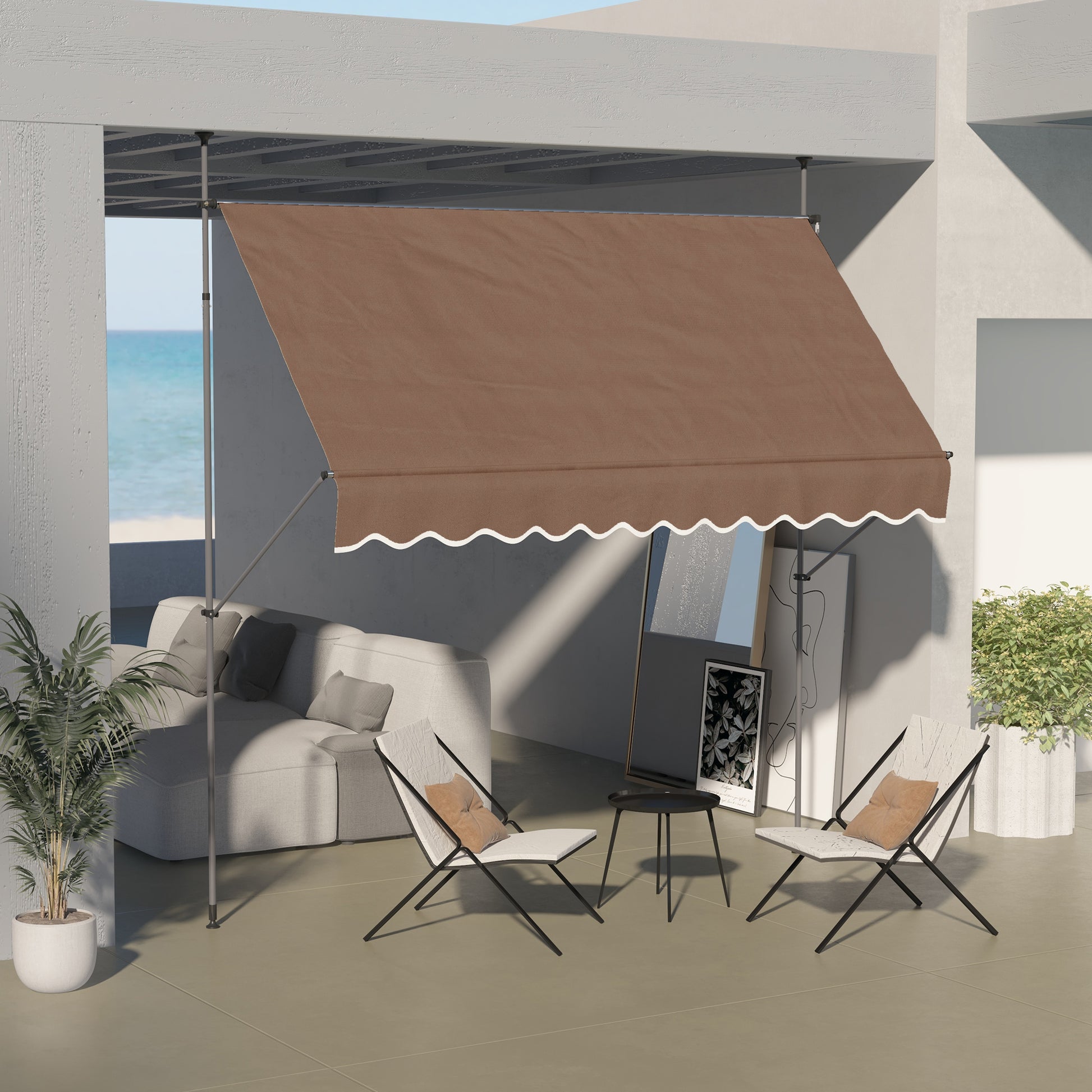 Outsunny Toldo Manual Retráctil 3x1,2 M Altura Ajustable Con Manivela 210-300 Cm_1
