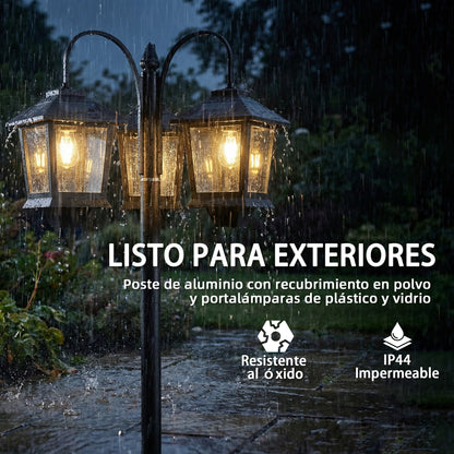 Outsunny Farola Solar Exterior Con 3 Cabezales Encendido/apagado Automático_5